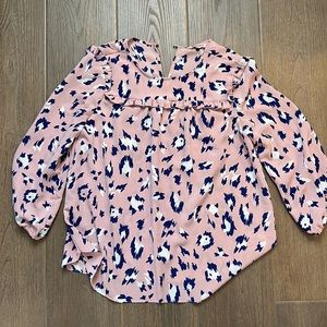 Pink and blue animal print blouse